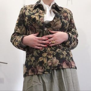 Floral Tapestry Button Down Jacket